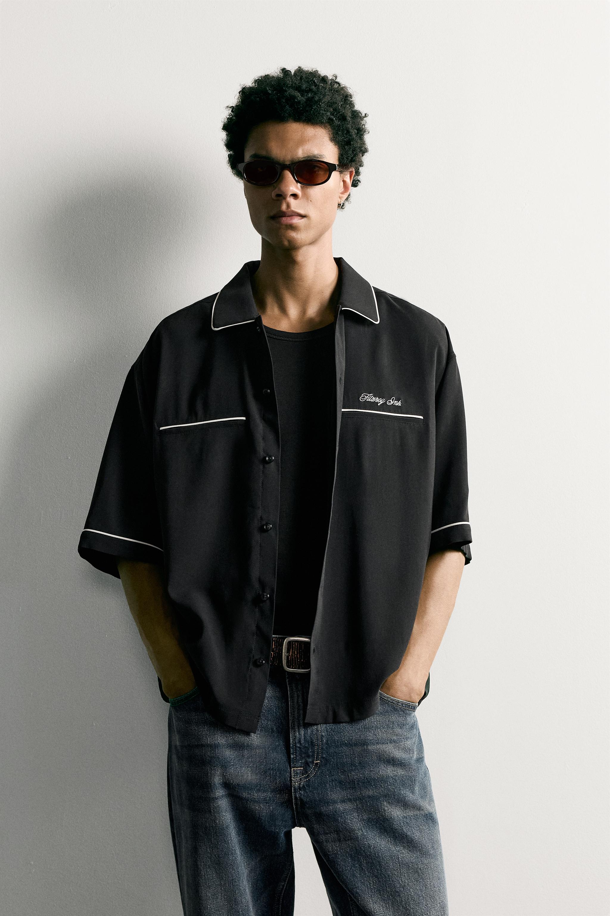 CHEMISE RELAXED FIT BRODÉE EN CONTRASTE