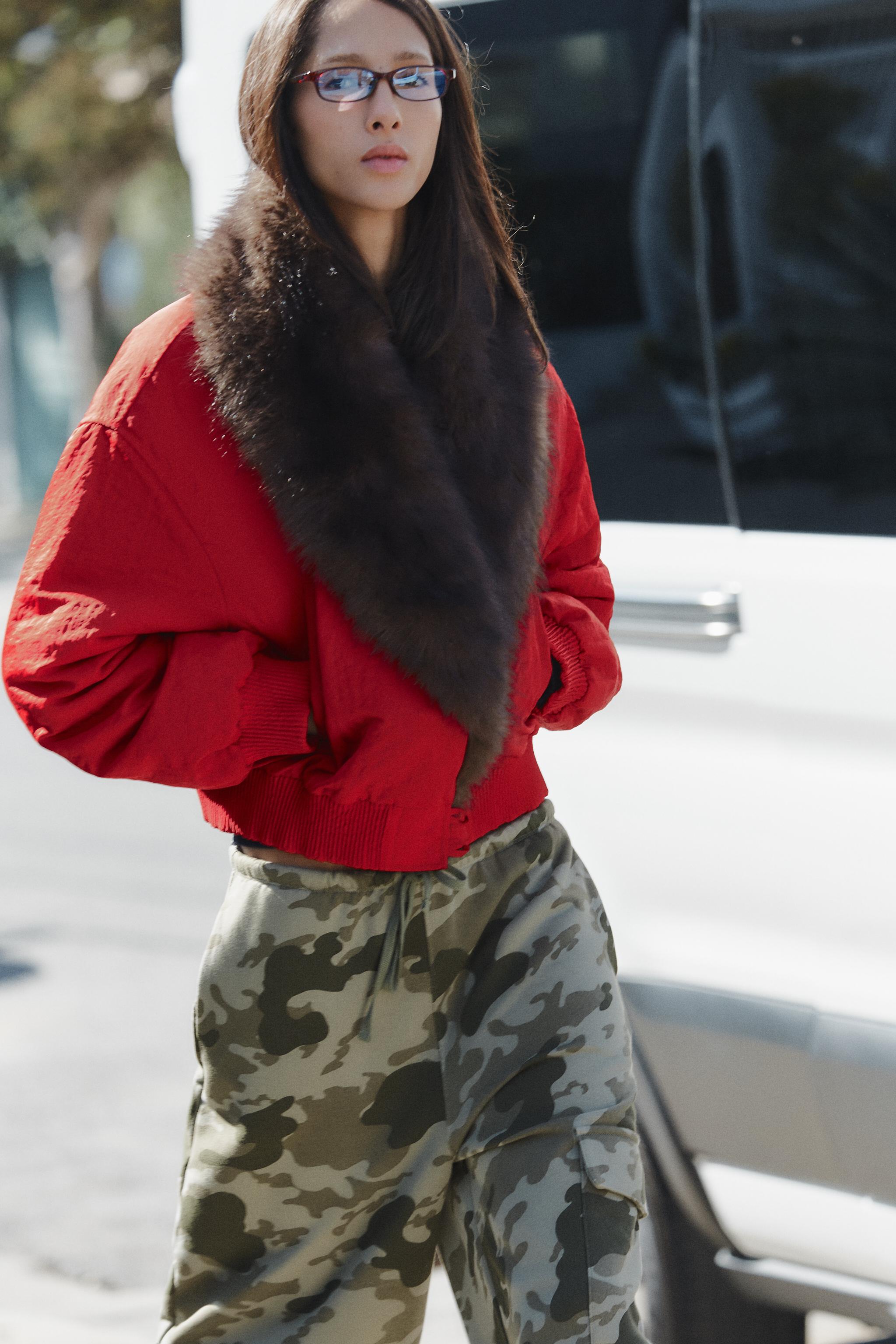 Bomber Jacket With Faux Fur Effect Collar by Zara