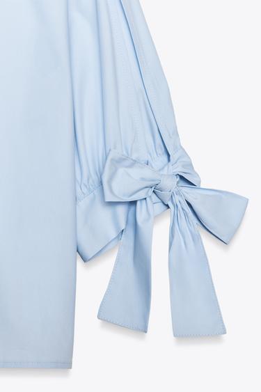 POPLIN SHIRT WITH TIES - Light blue by Zara - Image 8