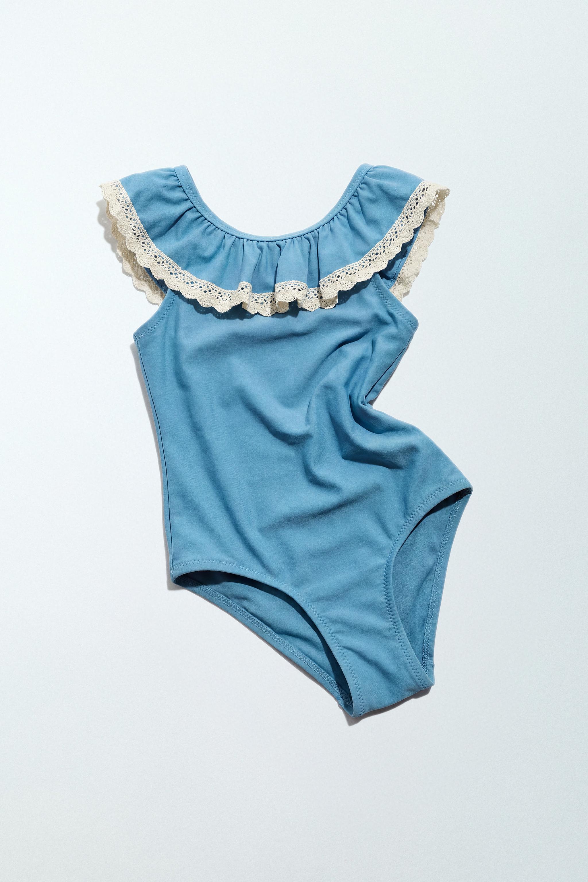 2-6 YEARS/ CONTRAST LACE SWIMSUIT — Petrol blue
