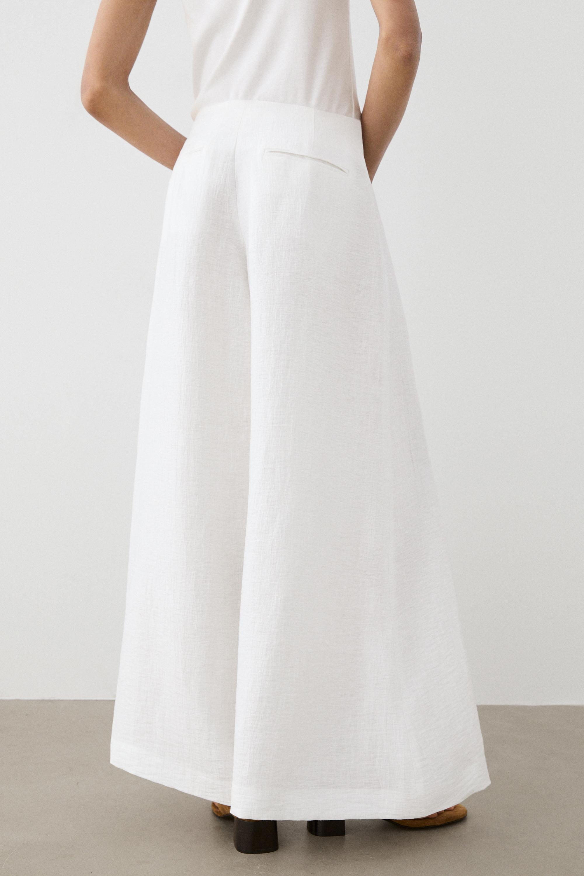 Linen blend palazzo trousers