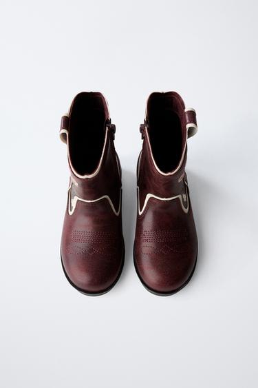 EMBROIDERED COWBOY BOOTS - Maroon by Zara - Image 3