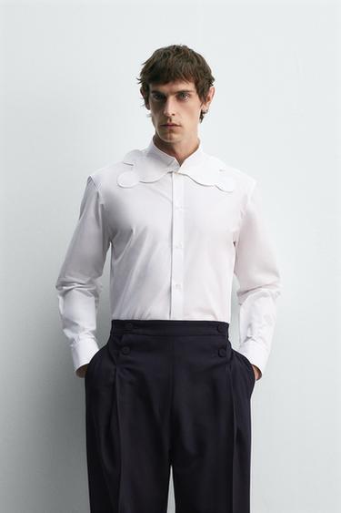 Zara MICKEY MOUSE SILHOUETTE COLLAR SHIRT HARRY LAMBERT FOR ZARA X DISNEY - White