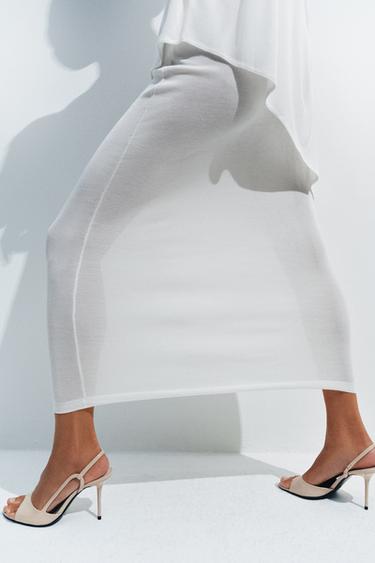 SANDALES À TALONS EFFET VERNIS - Blanc écru de Zara