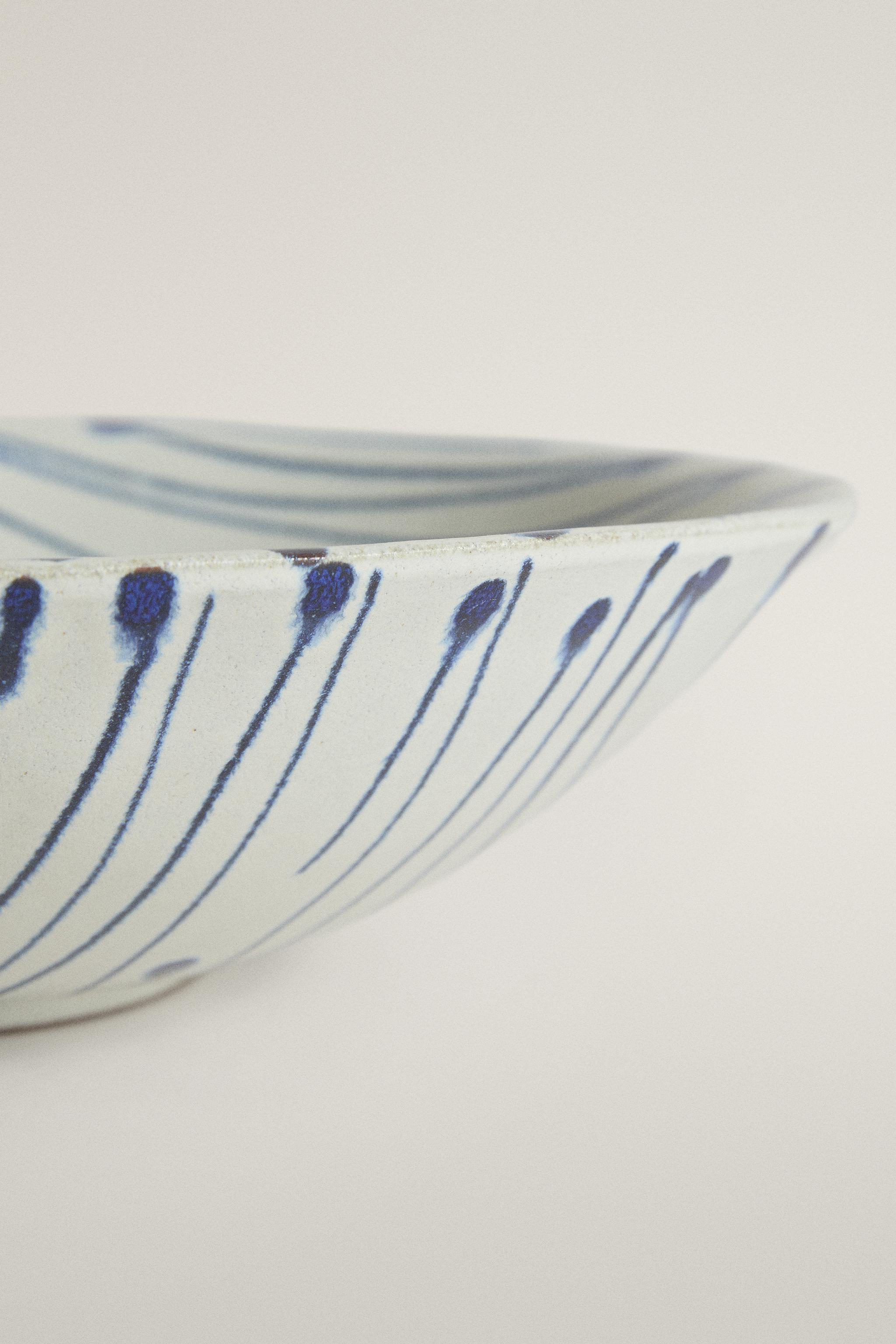 STRIPED EARTHENWARE SALAD BOWL