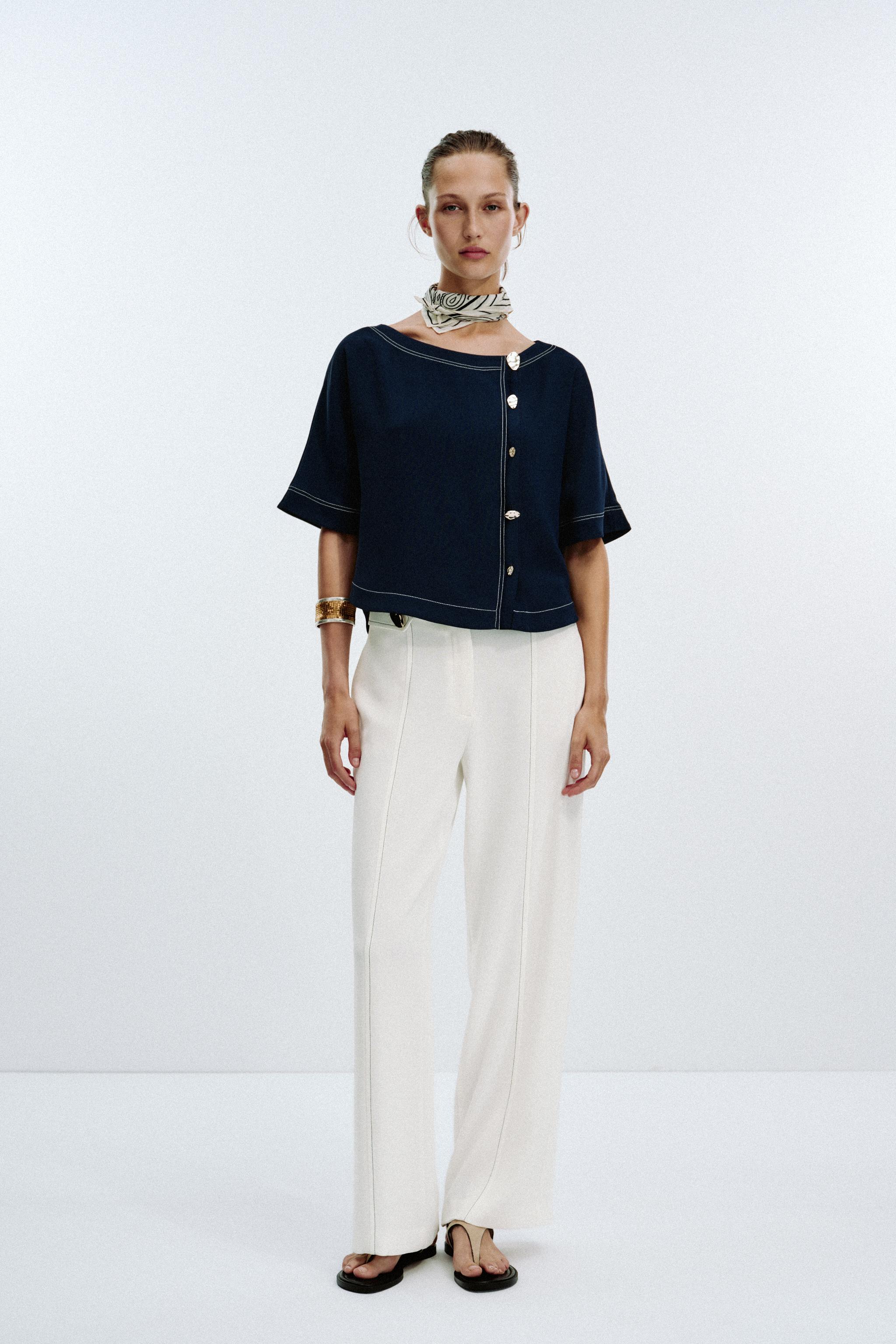 トップステッチトップス - ネイビーブルー | ZARA Japan / 日本