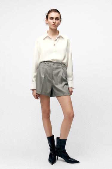 HOUNDSTOOTH SHORTS - Brown / Ecru by Zara - Image 0