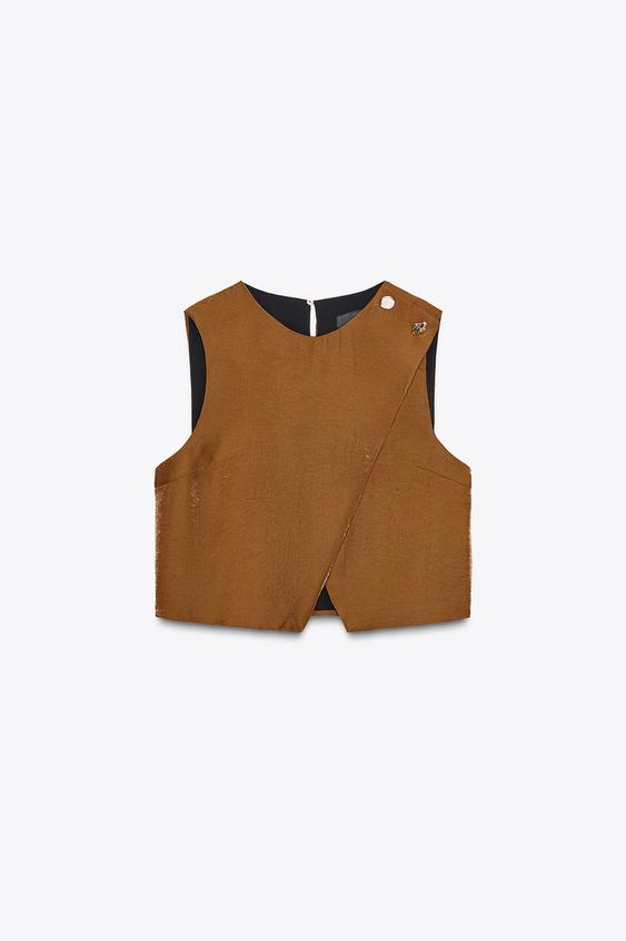 SATIN EFFECT WRAP TOP