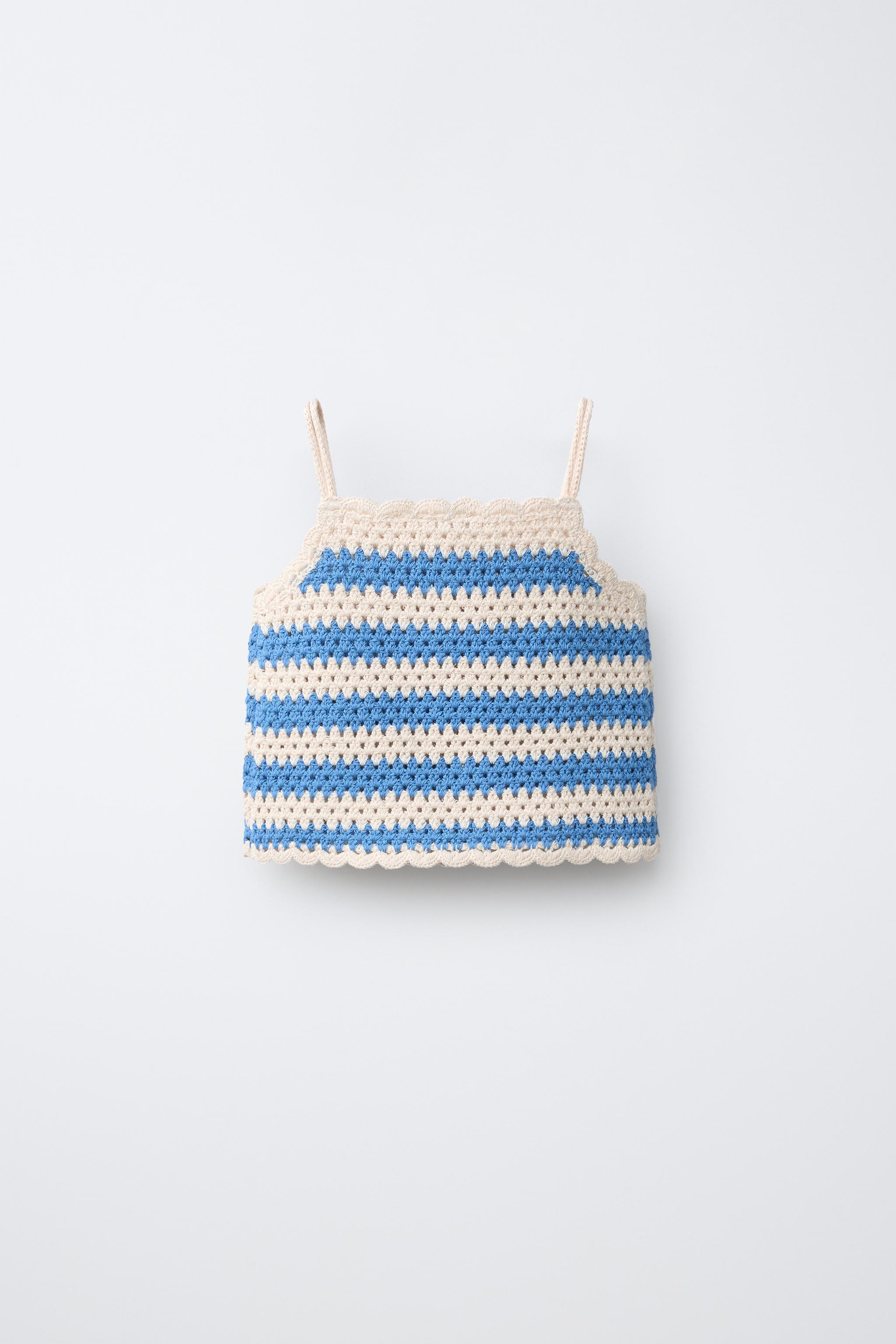 STRIPED CROCHET KNIT TOP