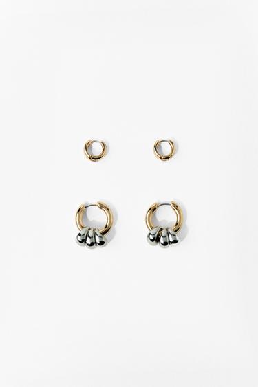 PACK OF ASSORTED HOOP EARRINGS - Gold / Silver by Zara
