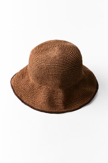 BONNET TRESSÉ BUCKET BORDURE CONTRASTE - Rouge orangé de Zara