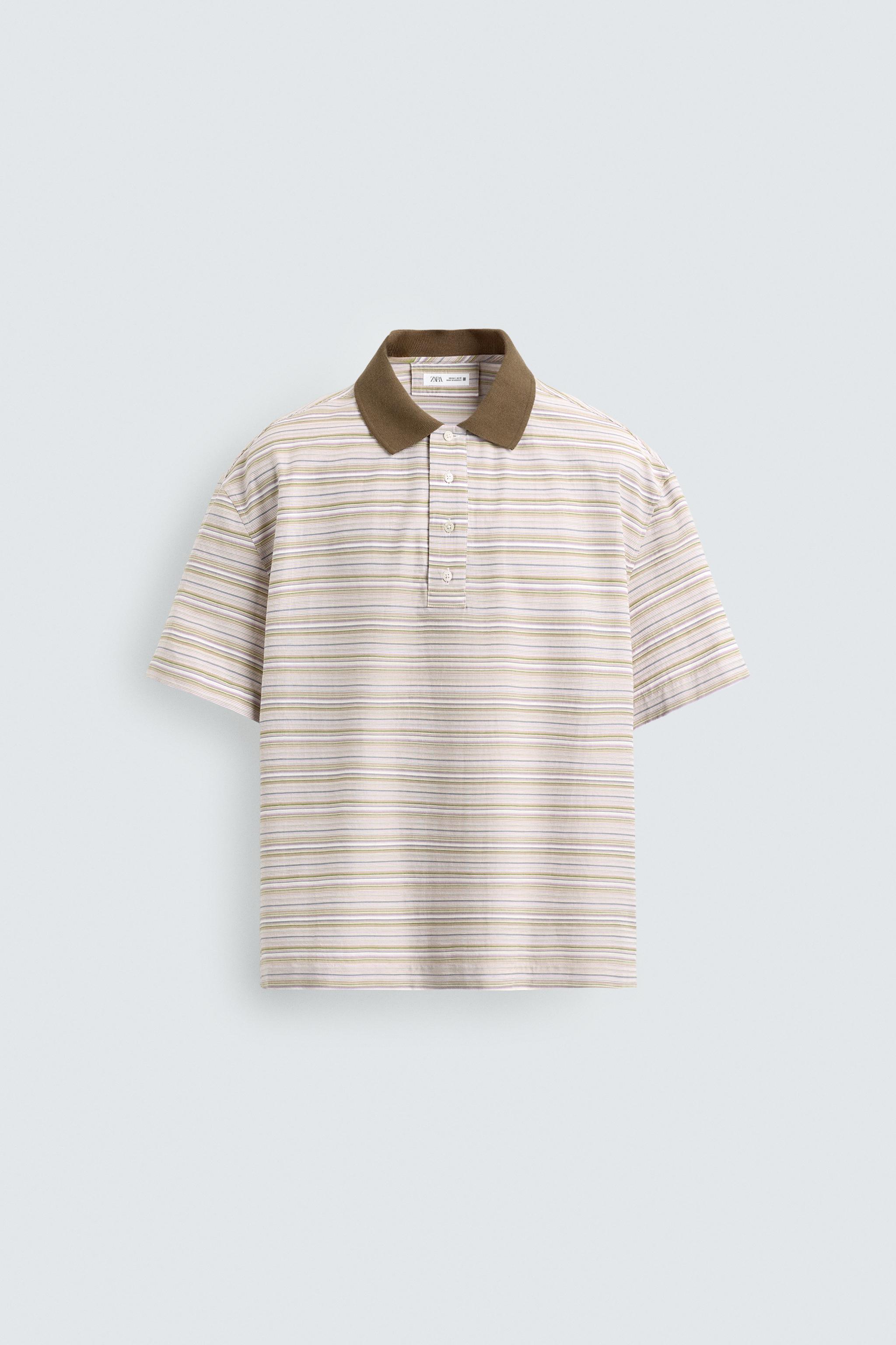 RELAXED FIT STRIPED POLO SHIRT — Lime