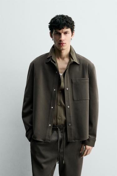 COMFORT NON-IRON OVERSHIRT - Green marl by Zara