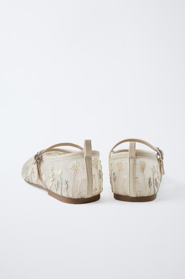 EMBROIDERED BALLERINAS - Ecru White by Zara - Image 3