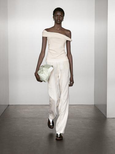 Zara Draped strapless top - Ecru