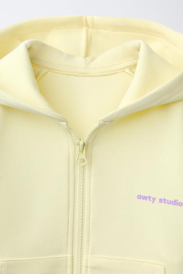 SWEAT ZIPPÉ À INSCRIPTION EN RELIEF SPORT - Jaune citron de Zara - Image 2