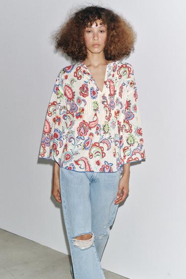CHEMISE IMPRIMÉE ZW COLLECTION - Blanc / Rouge de Zara - Image 1