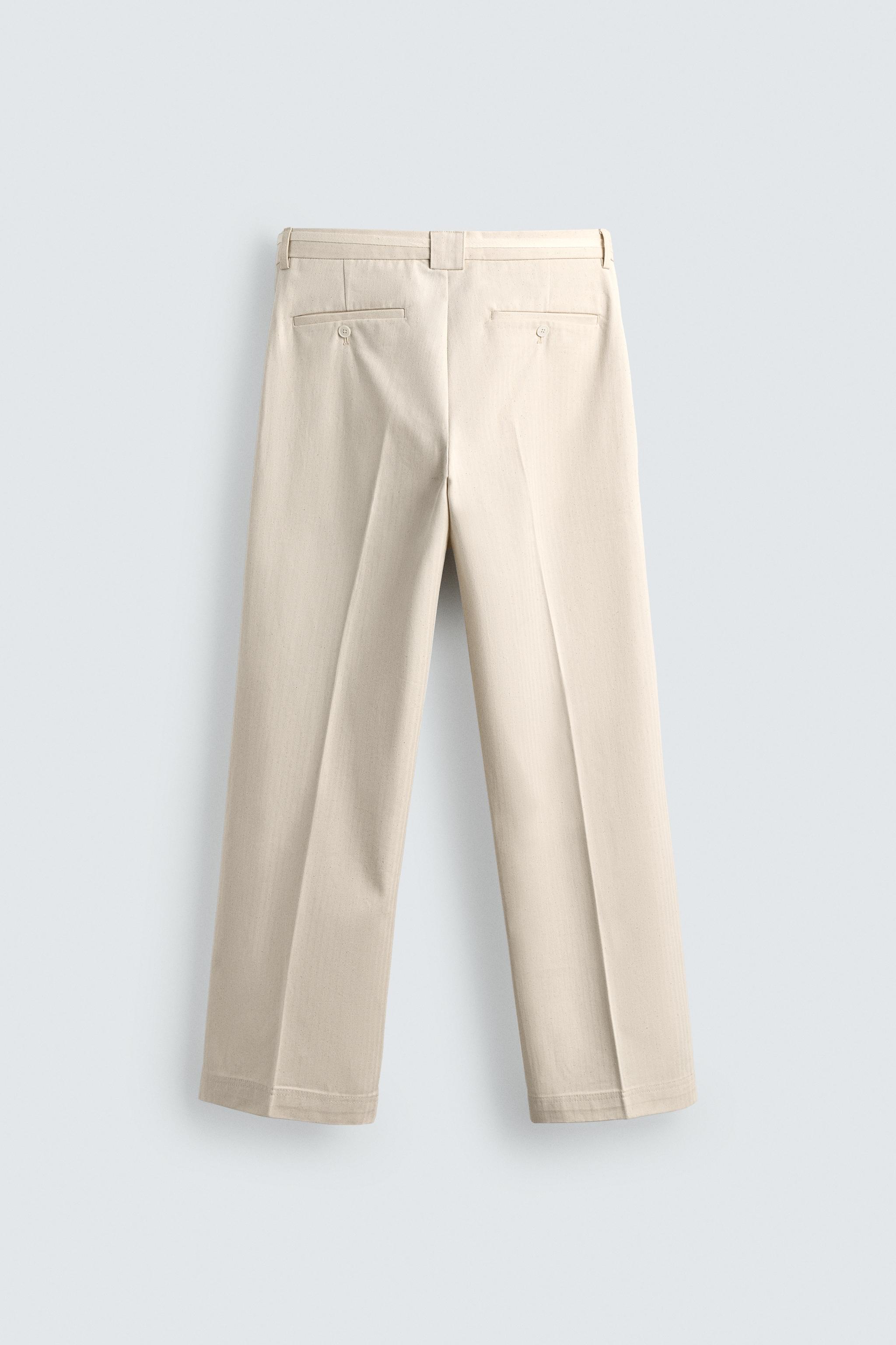 HERRINGBONE STRAIGHT FIT PANTS