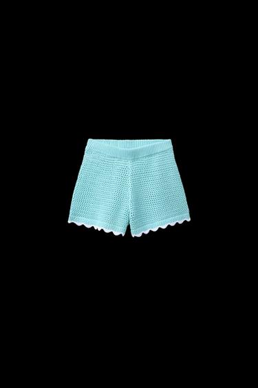 CONTRAST TRIM KNIT BERMUDA SHORTS - Light turquoise by Zara