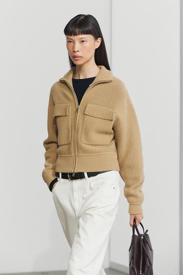 Zip-up knit cardigan with cotton — Dark mink 2