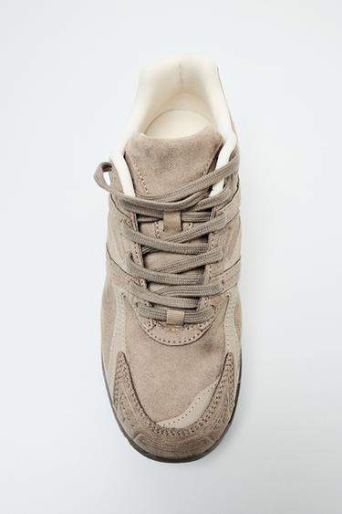 RUNNING STYLE TRAINERS - Taupe Grey by Zara