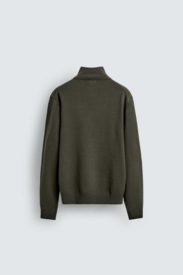 BUTTON-UP HIGH NECK SWEATER - Grey green by Zara - Image 7