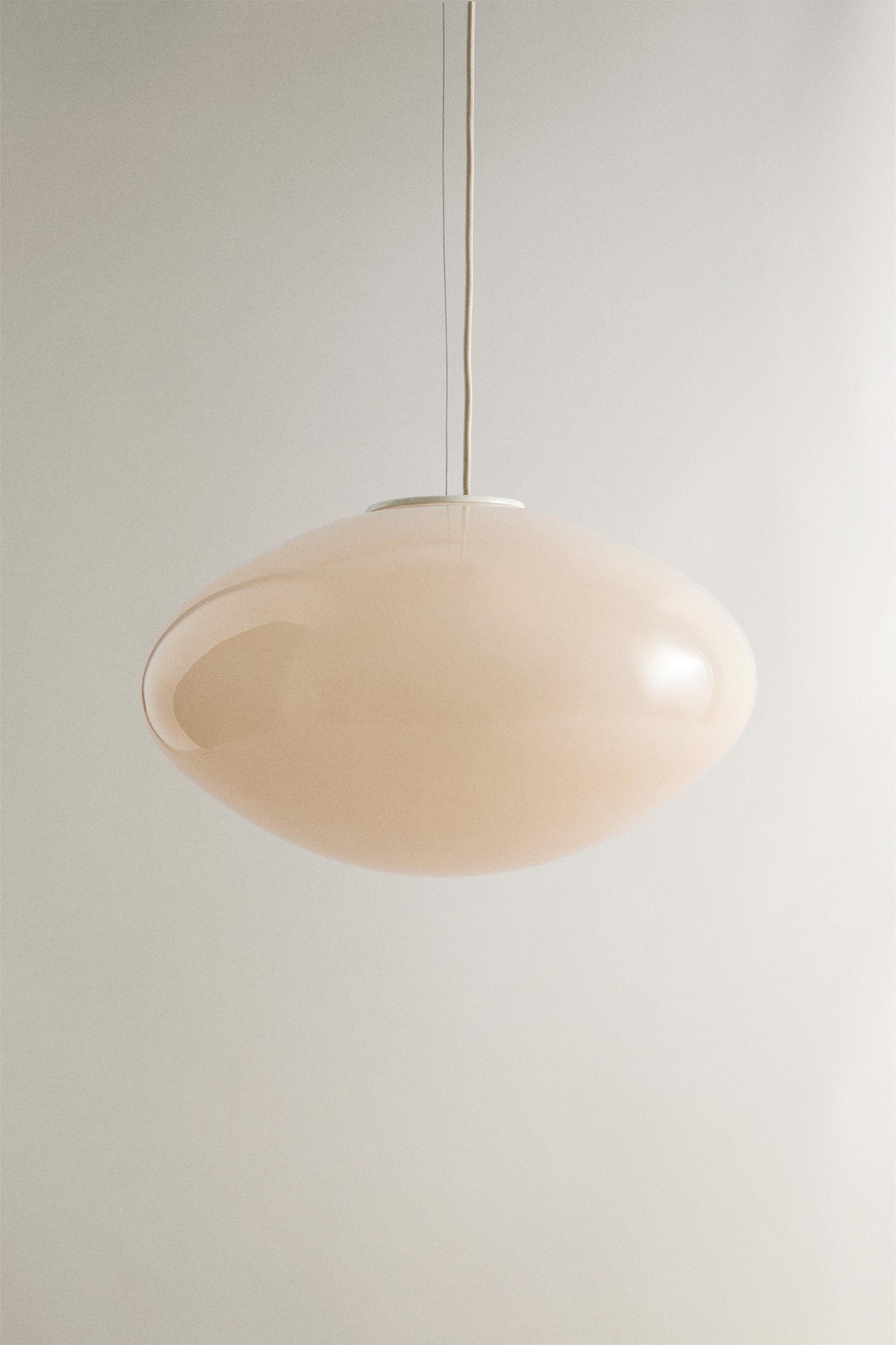 ROUNDED GLASS CEILING LAMP — Ecru