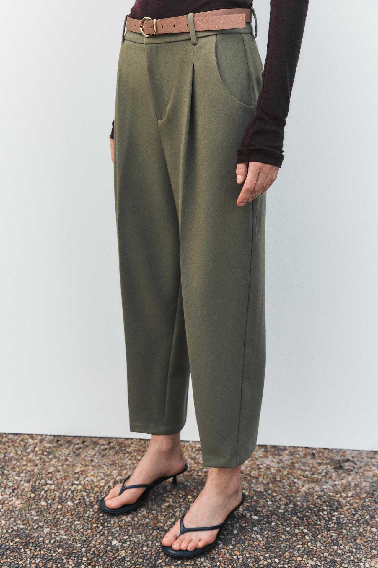 PLEATED BELTED PANTS