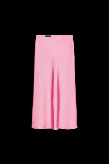 Zara STRIPED SATIN MIDI SKIRT - Pink - Image 0