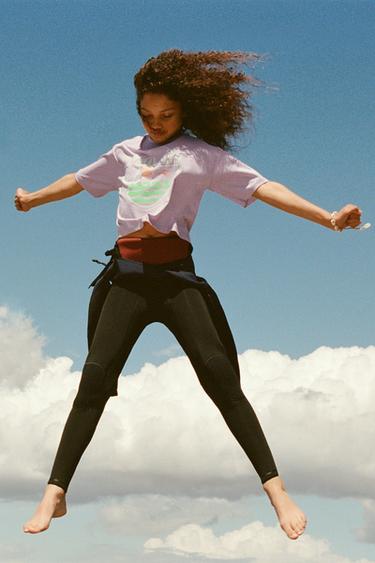 Zara TEXT PRINT T-SHIRT - Green