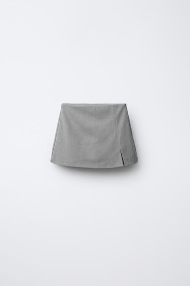 GONNA BERMUDA CON SPACCO - Grigio di Zara