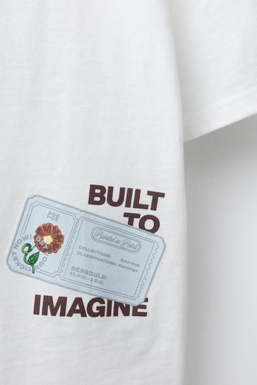 T-SHIRT À IMPRIMÉ EN RELIEF - Blanc cassé de Zara - Image 3