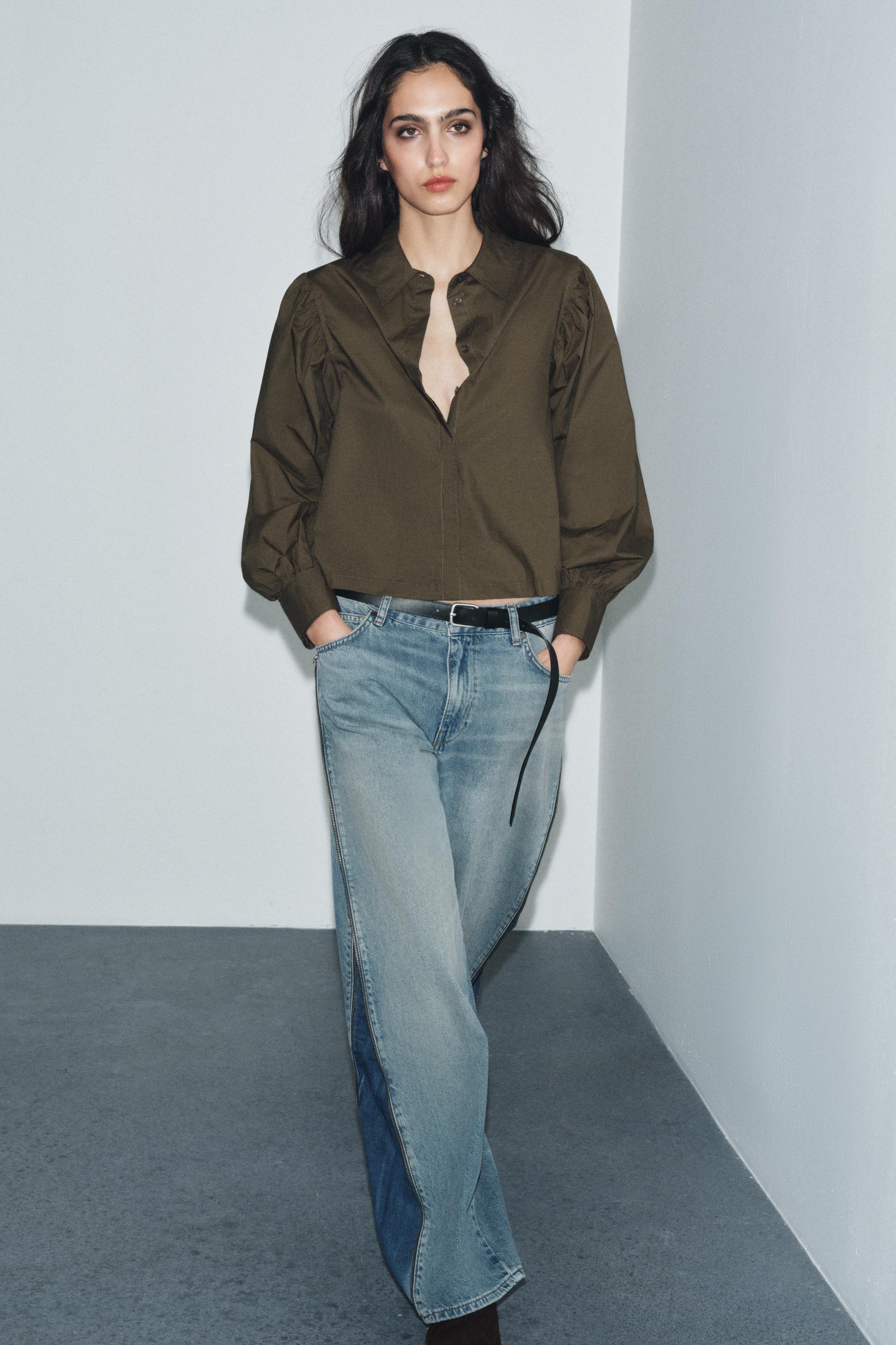 CHEMISE EN POPELINE À MANCHES BOUFFANTES ZW COLLECTION