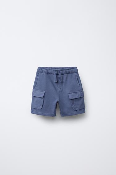 BERMUDA FELPA CARGO - Azul de Zara