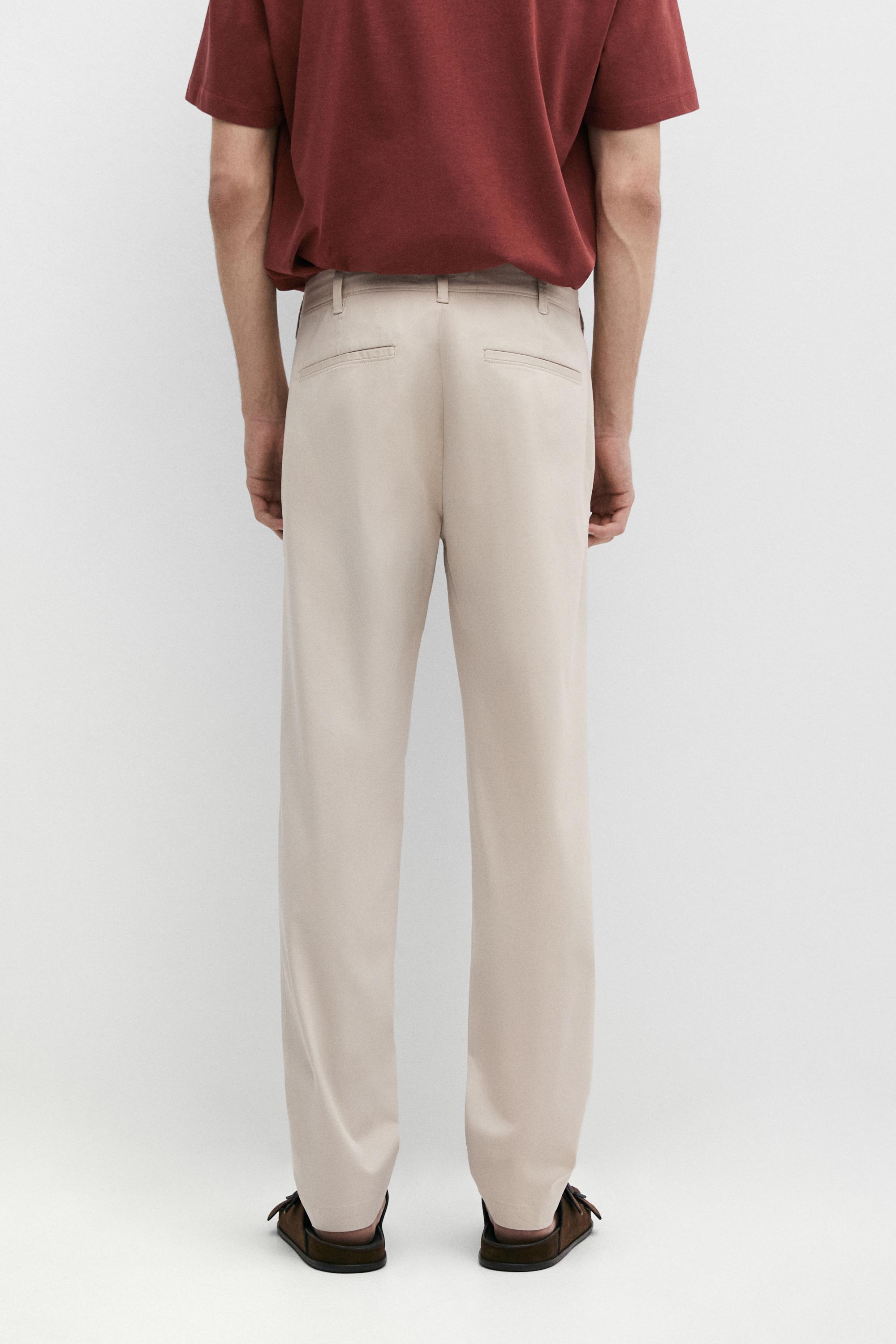 Cotton blend slim fit pants