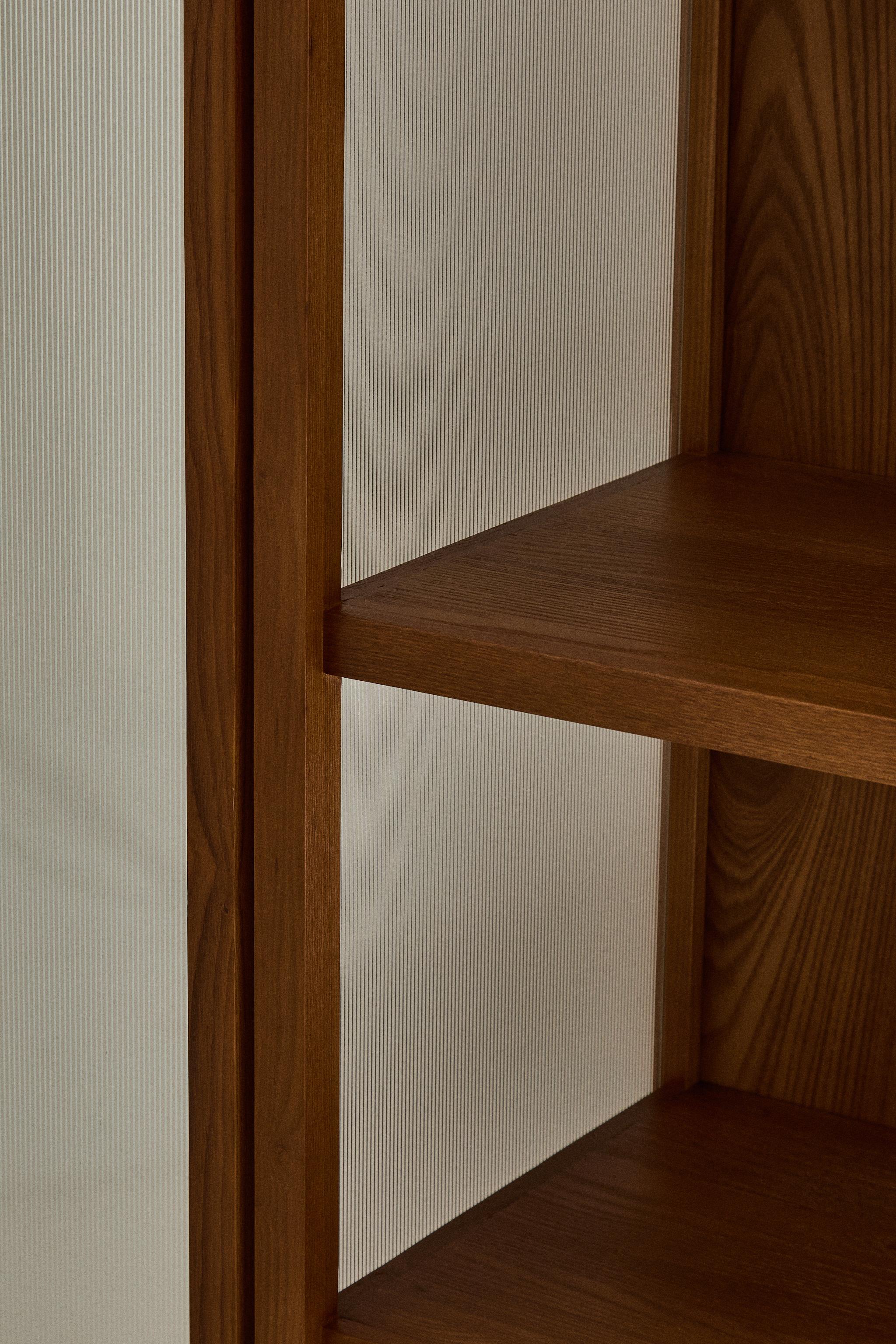 ASH WOOD DISPLAY CABINET WITH GLASS DOORS