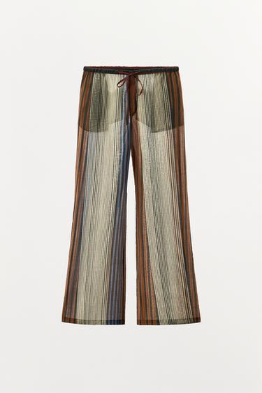 Zara ZW COLLECTION STRIPED PAJAMA PANTS - Multicolored