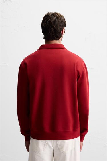 BASIC QUARTER-ZIP SWEATSHIRT - Red by Zara - Image 2