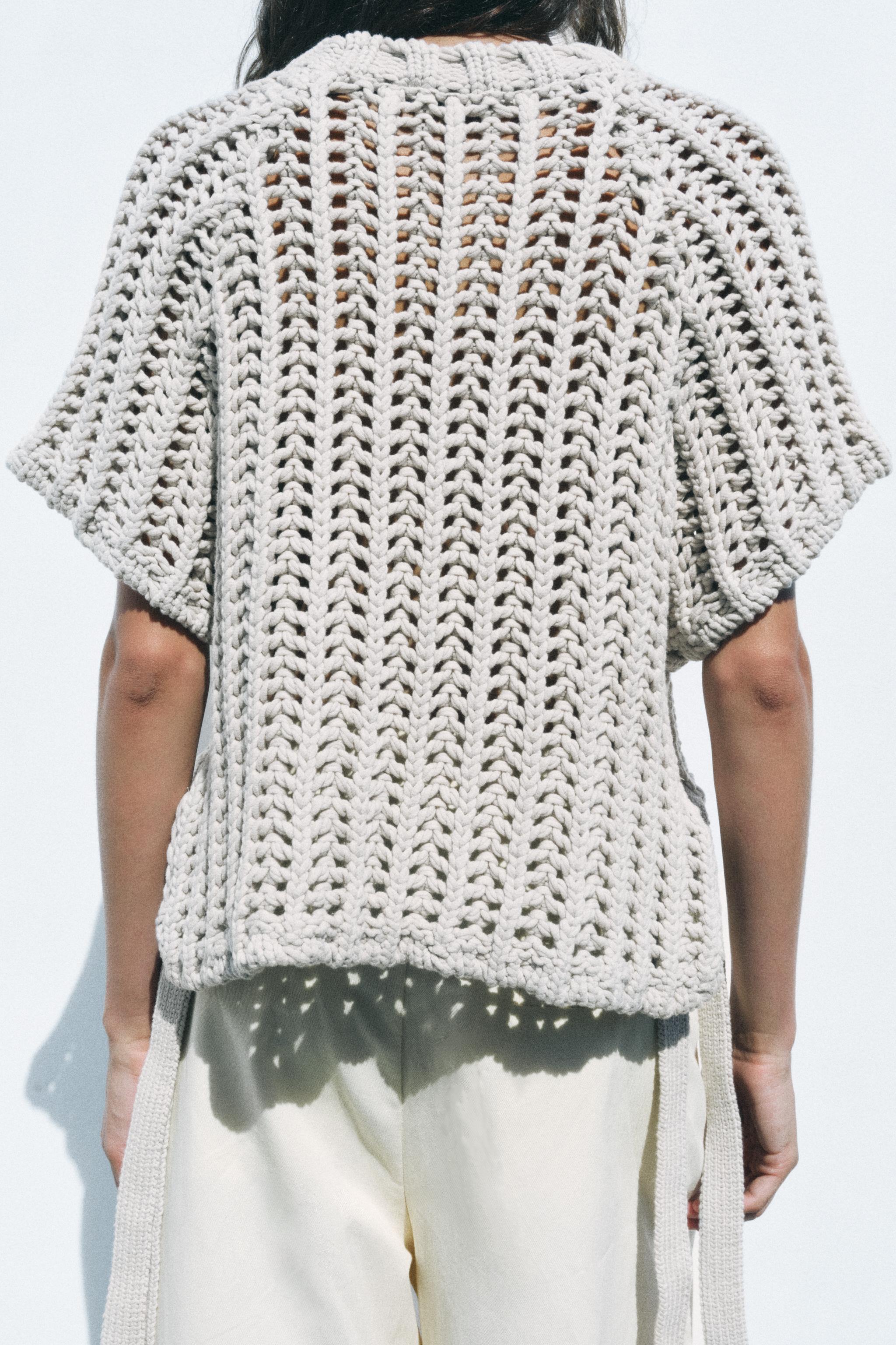 THICK KNIT TOP WITH SIDE TIES - Stone | ZARA United States