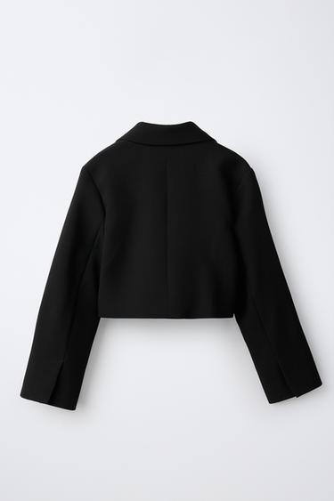 CROPPED BUTTONED BLAZER — Black 2