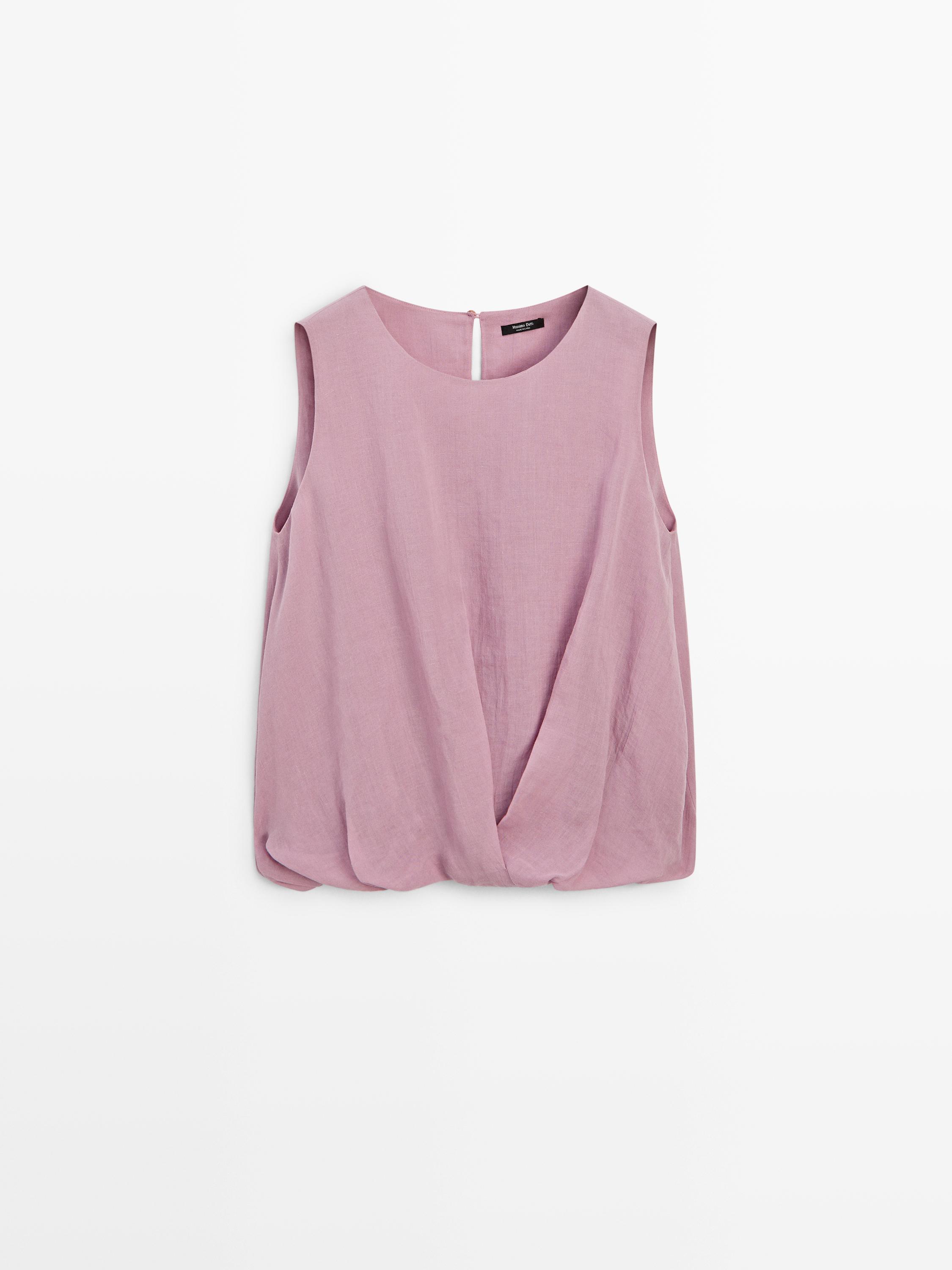 Sleeveless ramie blend top