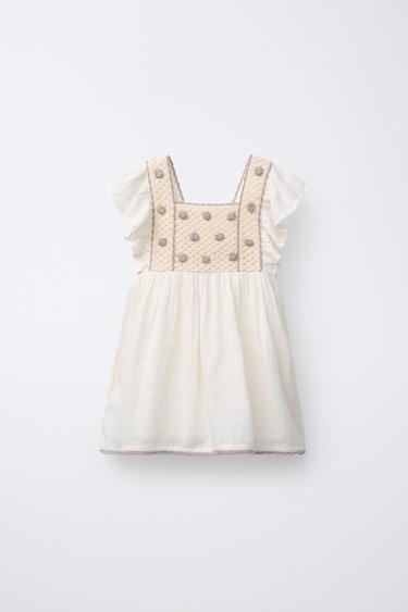 VESTIDO TEXTURA PUNTO CROCHET - Crudo de Zara