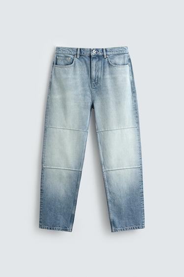 STRAIGHT-LEG JEANS WITH SEAMS - Light blue by Zara