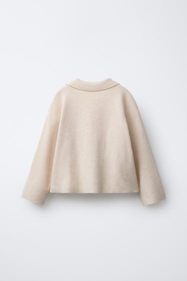 KNITTED POLO SHIRT WITH HEARTS - Ecru by Zara - Image 1