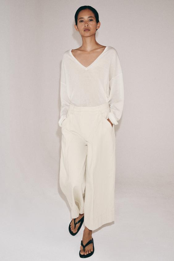 PLEATED LINEN PANTS ZW COLLECTION