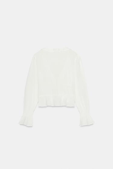 CHEMISE GAZE BRODERIES ET VOLANTS - Blanc cassé de Zara - Image 5