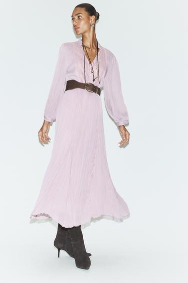 MIDI DRESS WITH BELT - dirty-mauve by Zara