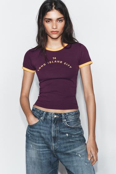 SLOGAN T-SHIRT - Wine by Zara