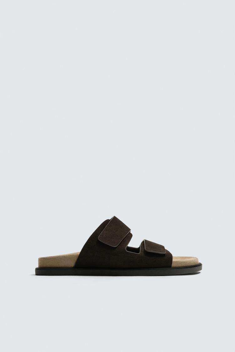 ZARA DOUBLE STRAP LEATHER SANDALS