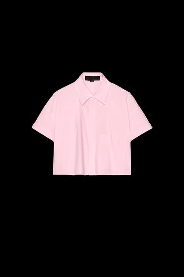 Zara CROP POPLIN SHIRT - Light pink - Image 0